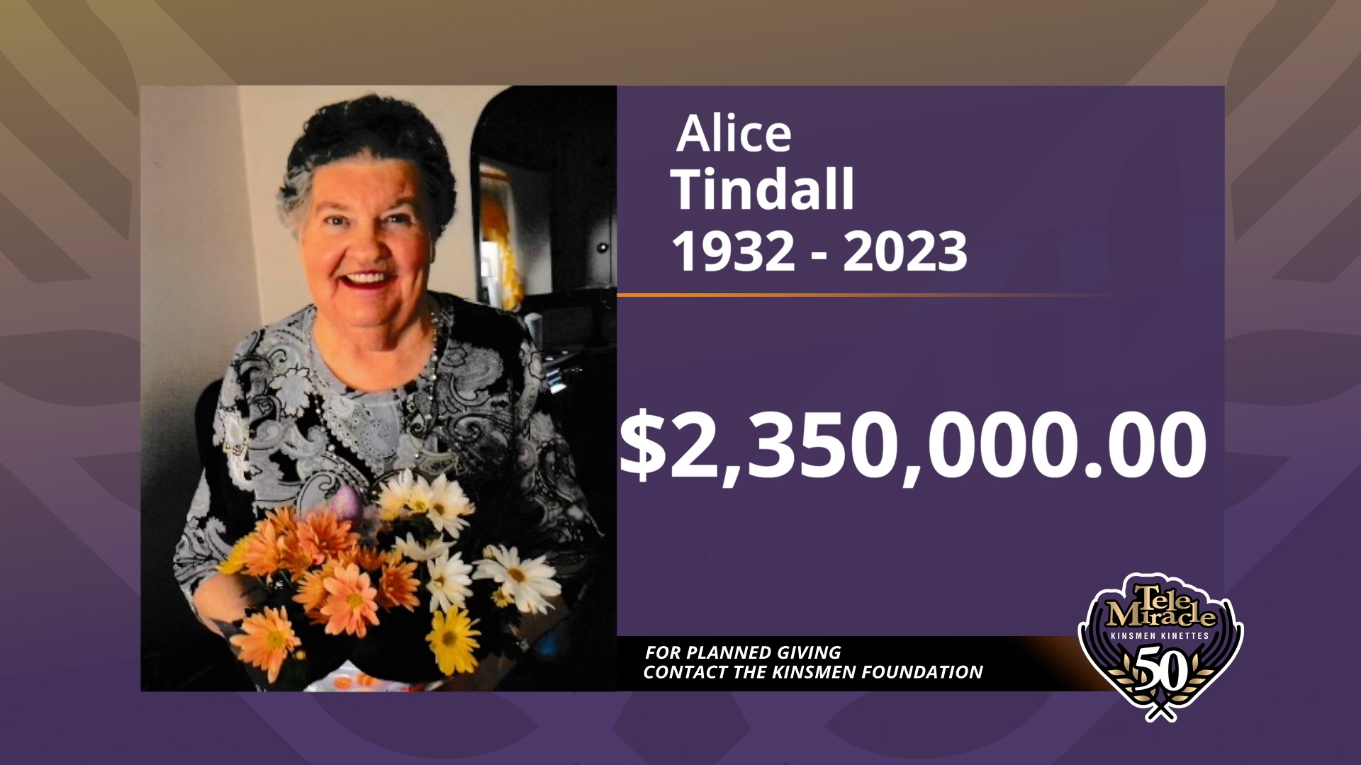 TM 50 Bequest Alice Tindall Donation