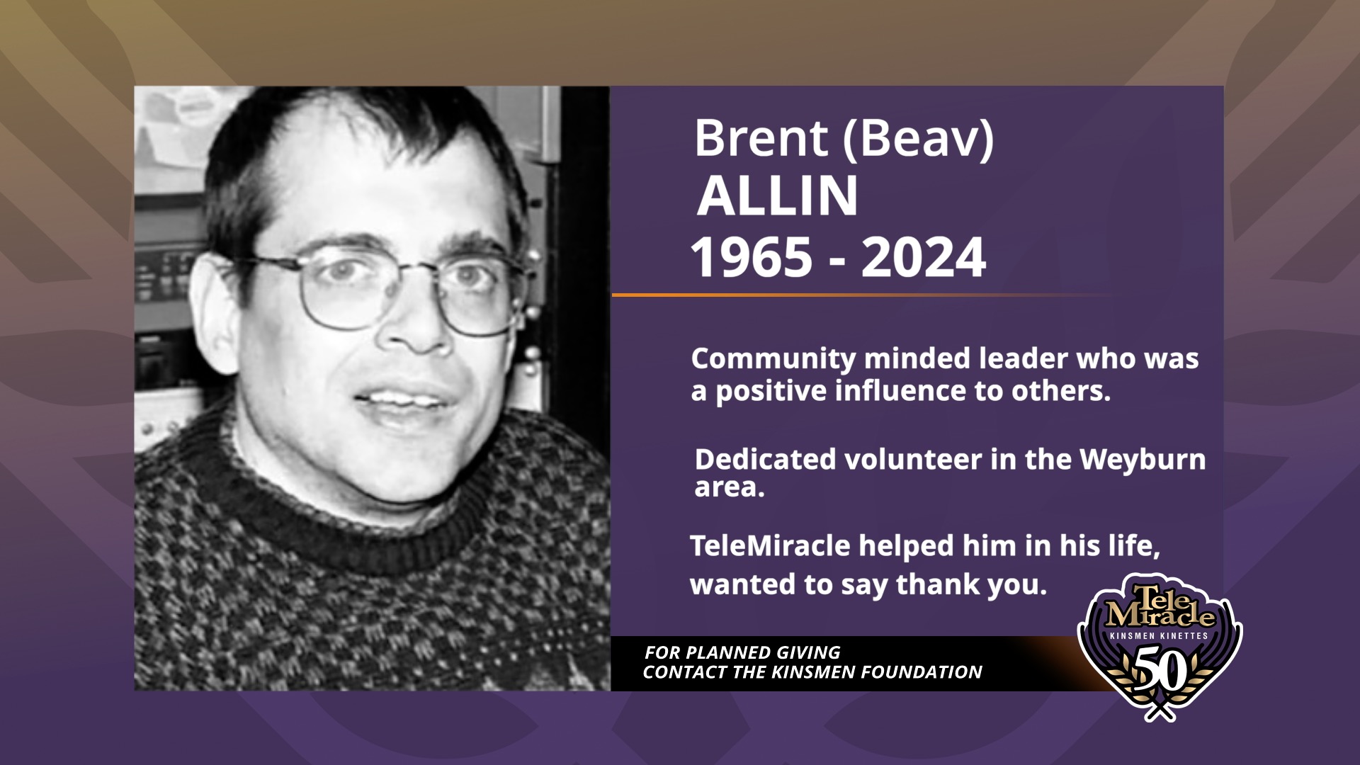 TM 50 Bequest Brent Allin Bio