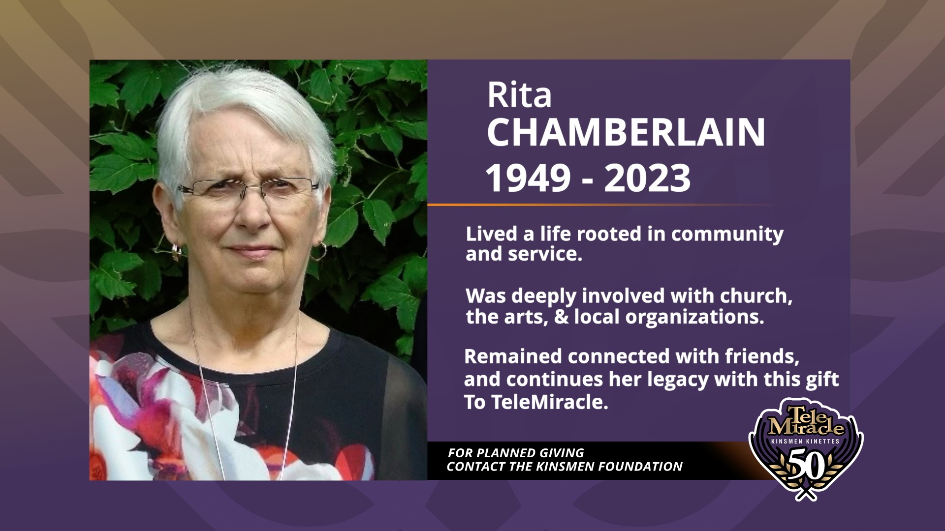 TM 50 Bequest Rita Chamberlain Bio